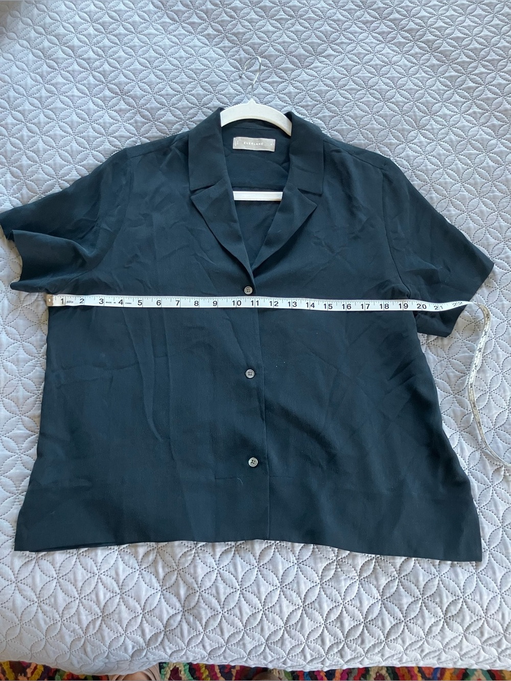 Everlane Black Boxy Silk Short-Sleeve Button-Down Shirt